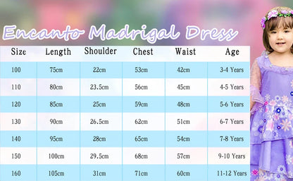 Girls Summer Dress Flower Fairy Princess Dress Children Encanto Cosplay Costumes Kids Girl Birthday Dress Fancy Party Dresses