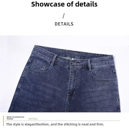 New Autumn Winter Mens Business Casual Jeans Straight Leg Fashion Denim Trousers Male Brand Clothing Slim Fit  Autumn and Winter