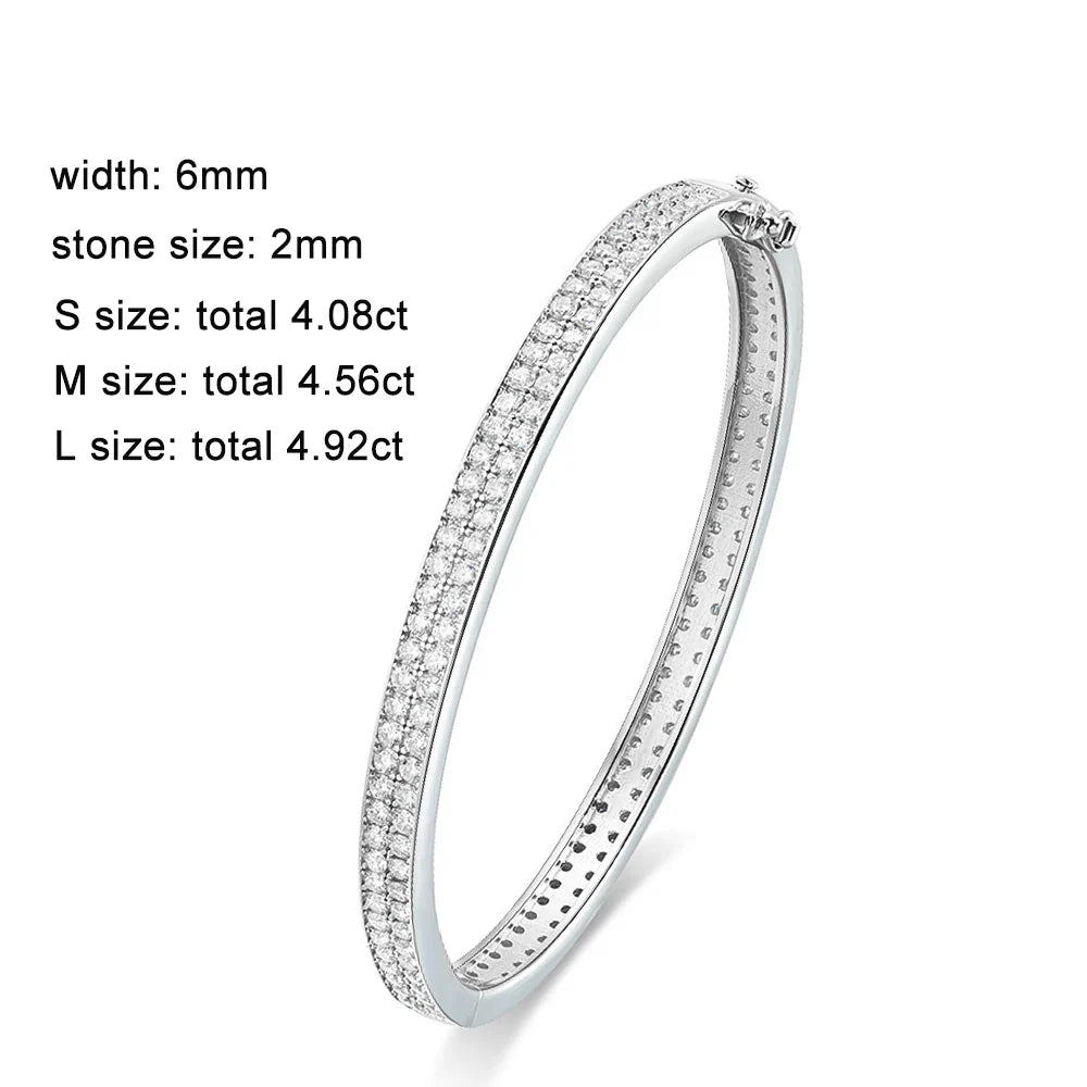 D VVS1 Moissanite Bangle Bracelets For Women Full Diamond Elegant Classic Solid 925 Sterling Sliver Jewelry Accessories
