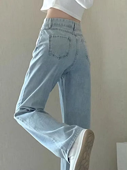 Women Denim Pants Vintage Straight Trousers