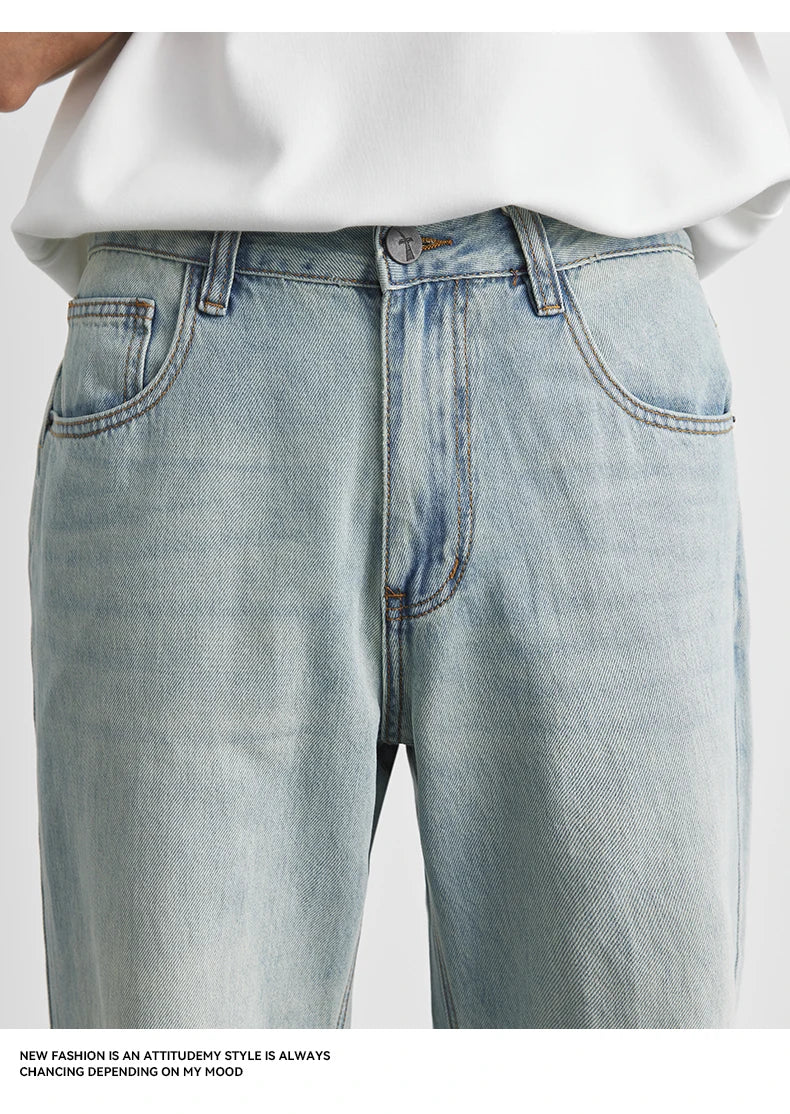Calça Jeans Reta Verão 2025 Nova Fina Retrô Solta Casual Moda Calças Largas Calça Reta Jeans Tamanho Grande 25-36