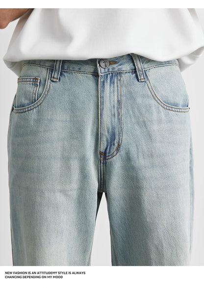 Calça Jeans Reta Verão 2025 Nova Fina Retrô Solta Casual Moda Calças Largas Calça Reta Jeans Tamanho Grande 25-36