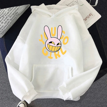 Hoodie Fashion Women Harajuku Funny Cute Rabbit Hoodie Unisex Cartoon Vintage Pullover Sweatshirt