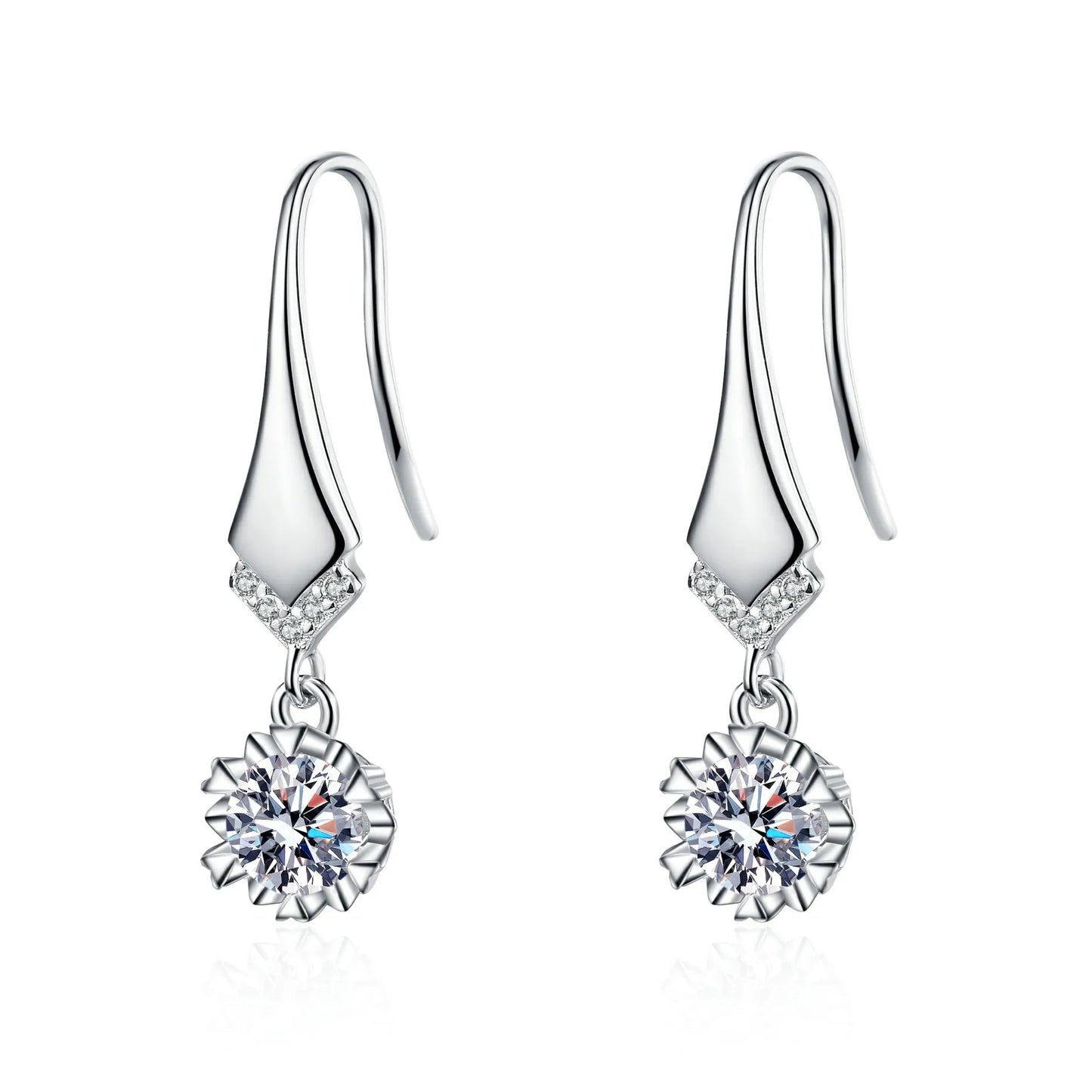 100% Real 0.5-1CT Moissanite Dangle Earring for Women Girls S925 Silver Plated Platinum Diamond Drop Earrings Fine Jewelry