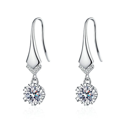 100% Real 0.5-1CT Moissanite Dangle Earring for Women Girls S925 Silver Plated Platinum Diamond Drop Earrings Fine Jewelry