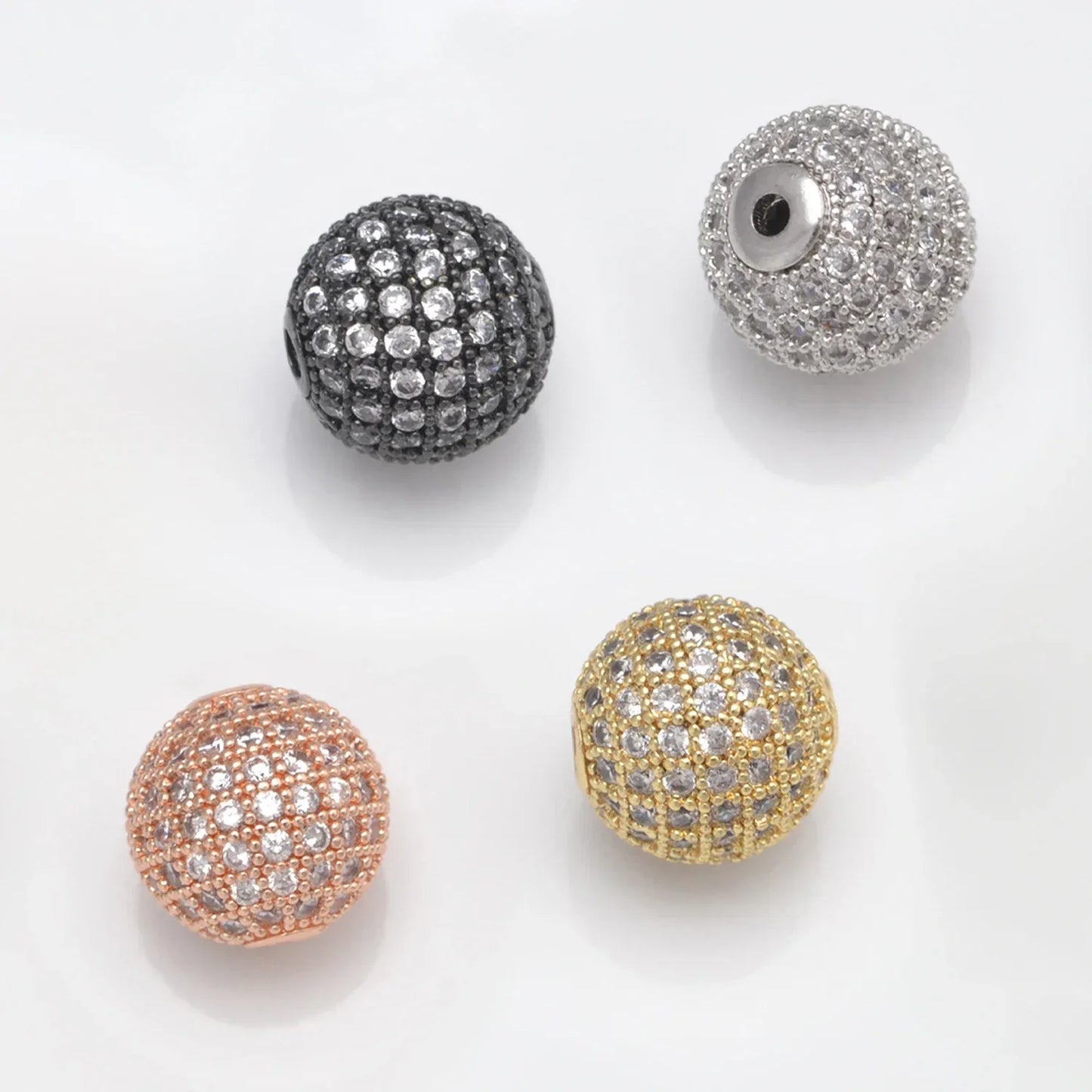 Beads for Jewelry Making Gold Silver Color Accessories Paved Zircon Spacer Bead String Beaded Diy Necklace Bracelet Chain Charms