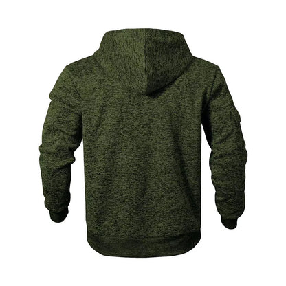 Heavy fleece men's jacket winter retro tooling pocket hooded zipper sports sweater men