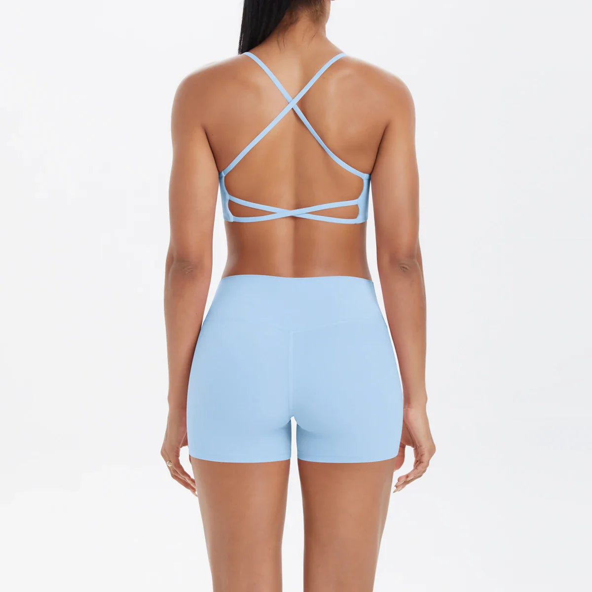 2PCS Yoga Clothes  Halter Yoga Top Set Fitness Gym Suit Crossover Back Sports Underwear Workout Gym Shorts Fitness High Waist