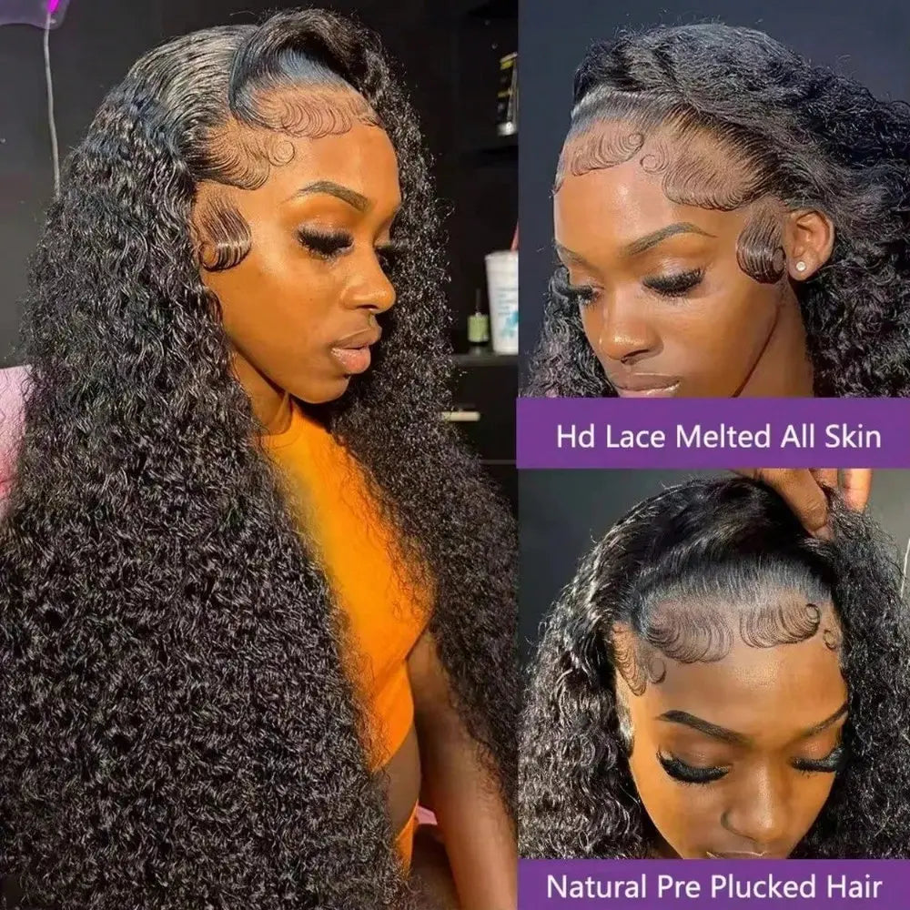 42 40 Inch 250% Density Jerry Curly 13x4 HD Lace Frontal Wig Glueless Pre Plucked Wet and Wavy Curly Human Hair Wig