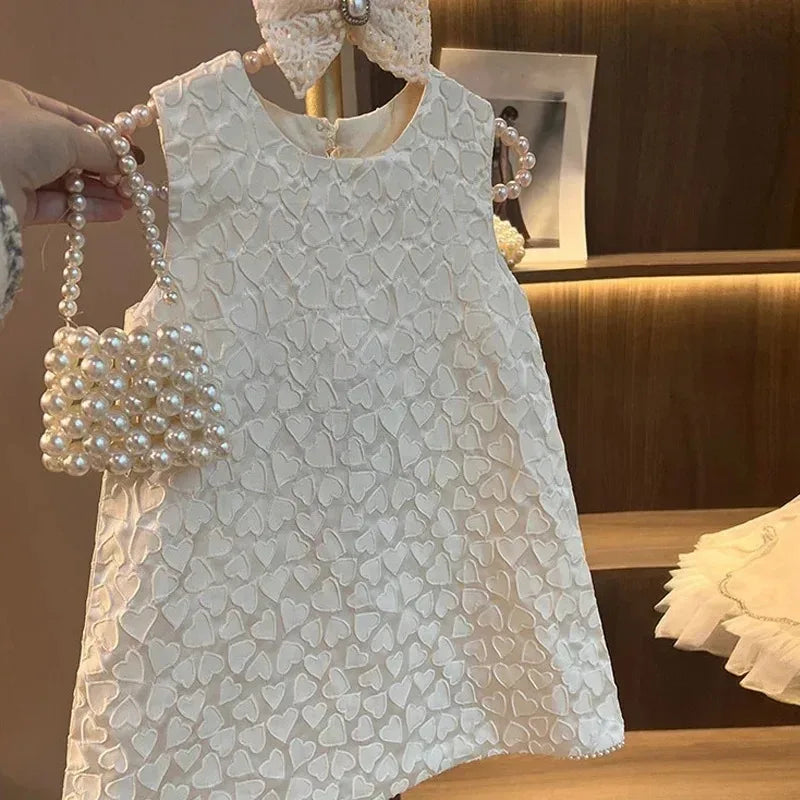 Girl Princess Tweed Classic Dresses Fashion Kids Vintage Baby Casual Wear Vestidos 1-8 Years Children Ceremonial Clothes