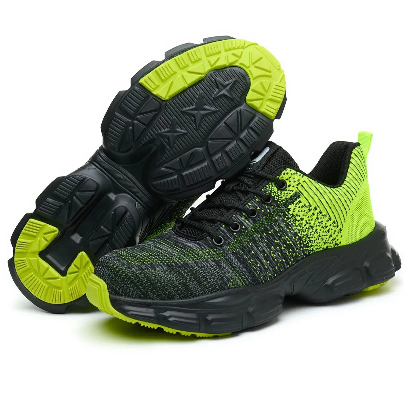 Women's Steel Head Safety Shoes Smash Proof Stab Penetration Air Lightweight Pure Black Simple Sneakers Women's Work Shoes