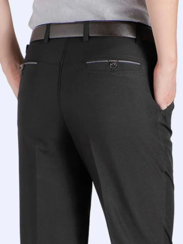 Mens Formal Pants Summer Thin Autumn Thick Black Blue Grey Stretch Bussiness Loose Suit Office Plus Size Trousers GOZBKF