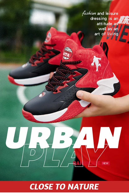 Fashion Brand Basketball Shoes Boy Kid Trainers Non-slip Children's Sports Shoes Outdoor Leather Basketball Sneakers Kids Girls