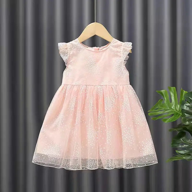 Girls Summer White Princess Dress Kids Tulle Tutu Skirt With Wings Cute Baby Girls Fluffy Party Dress For Birthday Holiday