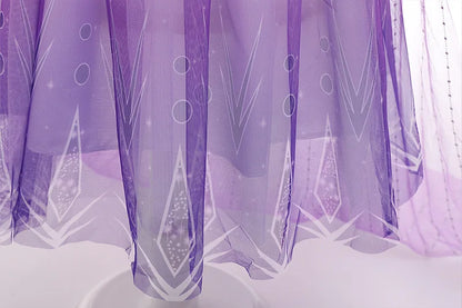 2026 Princess Girl Dress Snow Queen Halloween Cosplay Elsa Party Purple Costume Role Play Clothes Children Outfit Dress