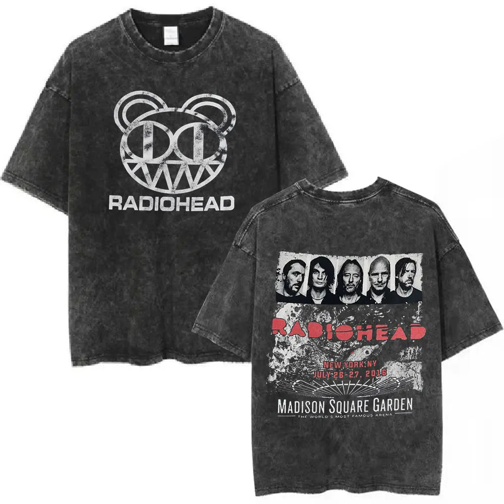 Rock Band Washed Cotton T Shirt Men Women Hip Hop Music Tee Fashion Short Sleeve Tshirt Summer Oversized T-shirts Tops
