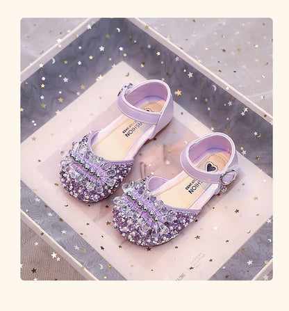 Princess Girls Party Shoes Children Sandals Gorgeous Rhinestone Low Heels Shoes Girl Sandals mary janes Dress Shoes Child I06106