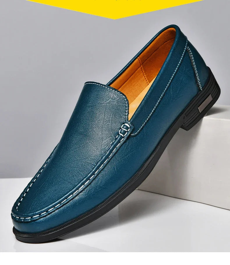 Genuine Leather Slip on Loafers Men Formal Dress Shoes Office Driving Wedding Party Mocasines Hombre Big Size Casual Shoes