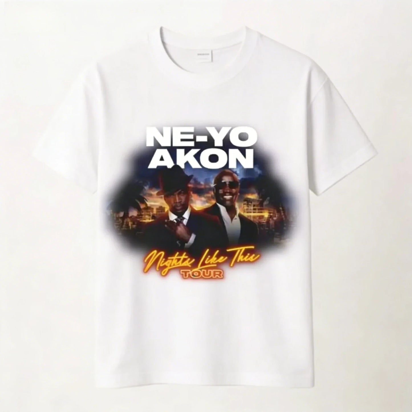 Ne Yo Akon 2026 New Night Like This Tour T Shirt Fashion Casual Top For Everyday Wear Slightly Breathable Hip Hop Streetwear