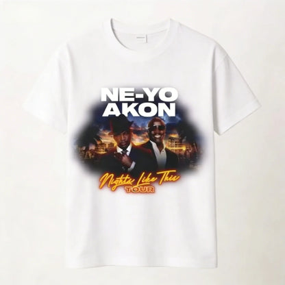 Ne Yo Akon 2026 New Night Like This Tour T Shirt Fashion Casual Top For Everyday Wear Slightly Breathable Hip Hop Streetwear