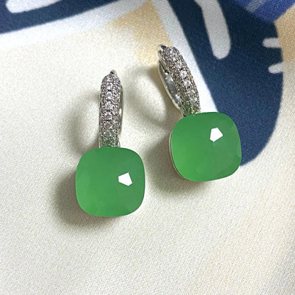 Classic Candy Color Earrings Inlay Transparent Zircon 27Colors Crystal Earrings Platinum Plated Fashion Jewelry For Women