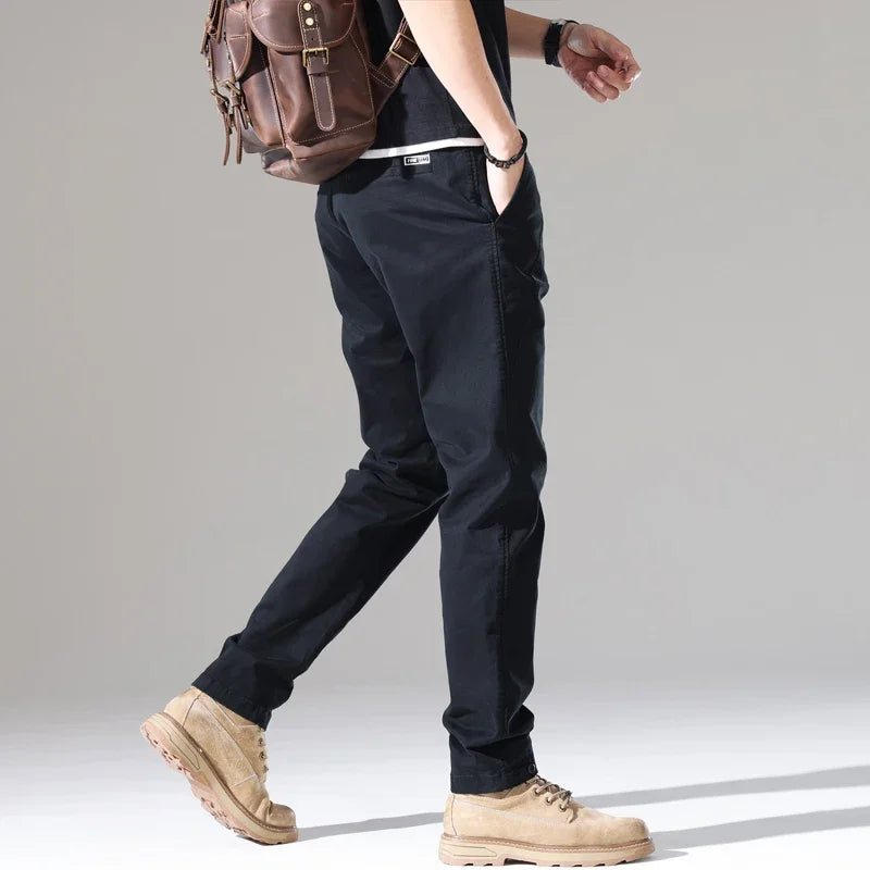 Spring New Men Casual Pants Slim Fit Stretch Arrivals Fashion Button Desinger Men's Streetwear Brand Male Clothing