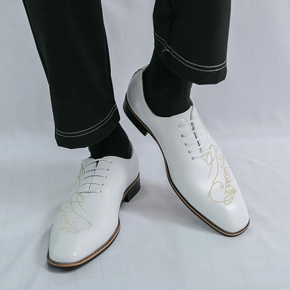 White Elegant Men Dress Shoes Leather Oxford Shoes Man Business Formal Shoes Design Social Shoes Male apatos para hombre