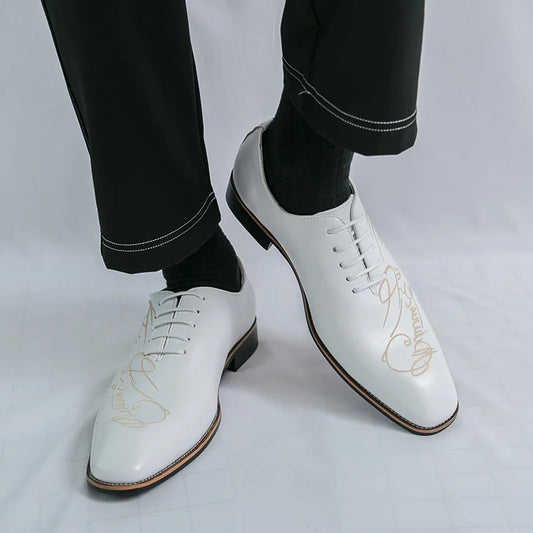 White Elegant Men Dress Shoes Leather Oxford Shoes Man Business Formal Shoes Design Social Shoes Male apatos para hombre