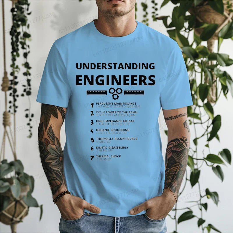 Understanding Engineers Funny Sarcastic T Shirt Men Casual Short Sleeve Graphic Tees T-Shirts Engineering Humor Streetwear Gift