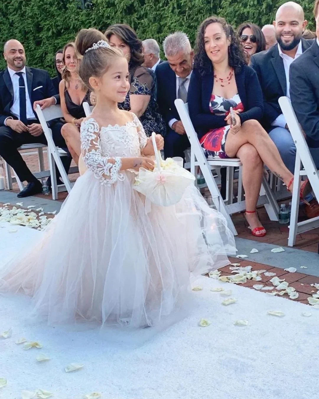 Children's First Communion Ball Gown Wedding Party Bridesmaid Dress Kids 3-9 Years Lace Tulle Flower Girl Dress Up Buttons Bows