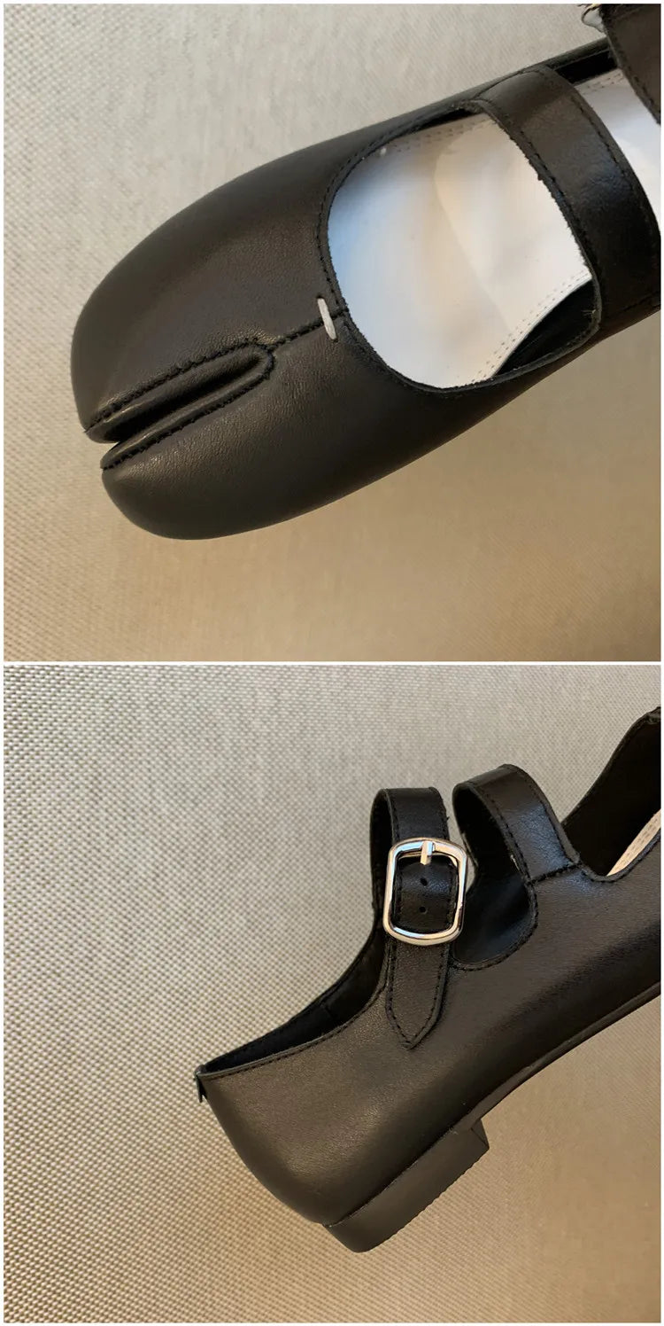 Fashion Women's Shoes New High Quality Leather Split Toe Mary Jane Shoes Comfortable Low Heel Women Shoes Lolita