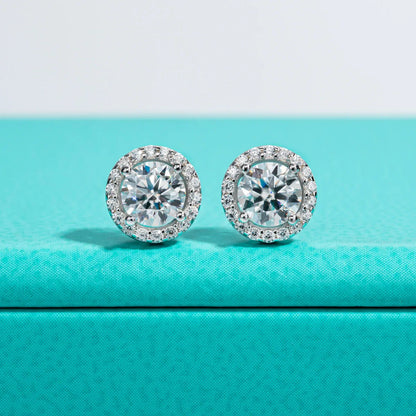 1cttw D Color Round Cut Moissanite Diamond  925 Sterling Silver Stud Earrings For Woman Jewelry Wholesale