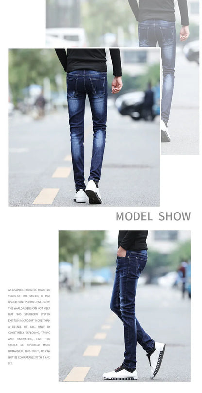 Spring and Autumn Fashion Trend Solid Color Retro Sports Straight Leg Jeans Men's Casual Comfortable Elastic High-Quality Jeans