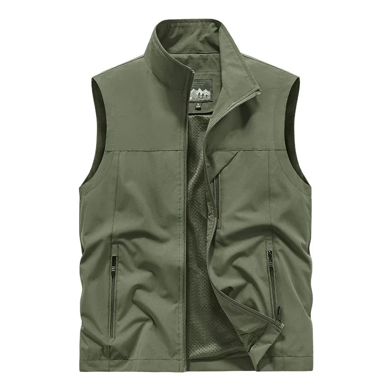 2025 New Fashion Men's Vest Windproof Solid Sleeveless Jacket Motorcycle Ourdoor Waterproof Biker Vest for Men Clothing