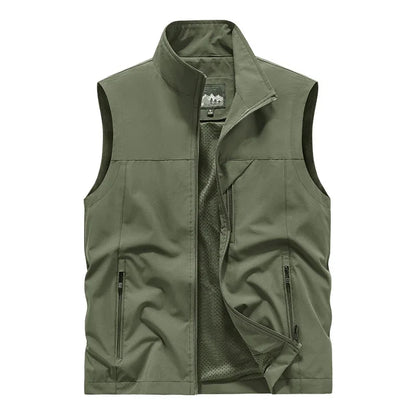 2025 New Fashion Men's Vest Windproof Solid Sleeveless Jacket Motorcycle Ourdoor Waterproof Biker Vest for Men Clothing