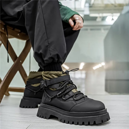 Fashion Men Casual Boots Designer High Top Mens Ankle Boots Winter Work Boots Breathable Walking Sneakers Black Leather Boots