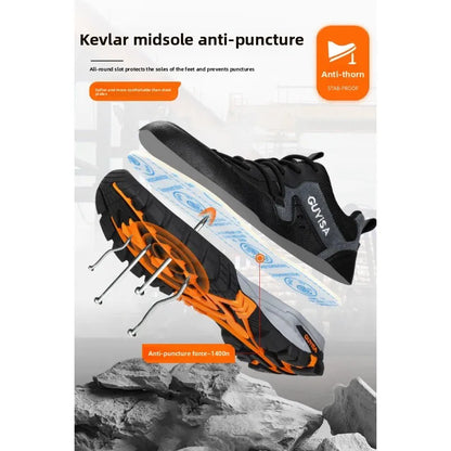 Men's Summer Shoes Breathable Anti Smash Anti Puncture Steel Toe Protection Soft Sole 10KV Electrical Safety Work Foot