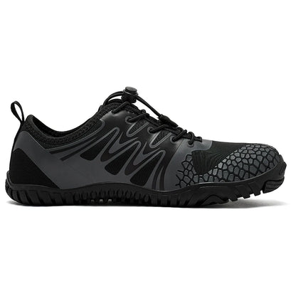 Wide Toe Barefoot Shoes for Unisex Artificial Leather Outdoor Walking Sneakers Zero Drop Minimalist Elastic Band Shoes