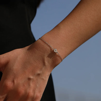 D Color Moissanite 925 Sterling Silver Luxury Lab Diamond Water Drop Link Chain Bracelet For Women Wedding Fine Jewelry