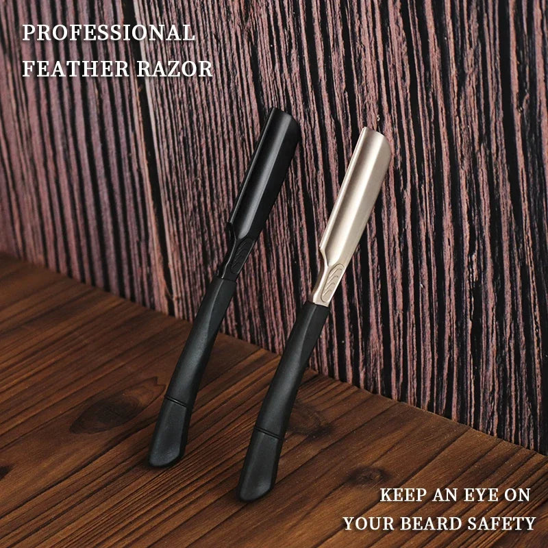 1/2piece - manual straight shaving knife holder beard shaving professional hair cutting trimming tool Special for real hair wigs