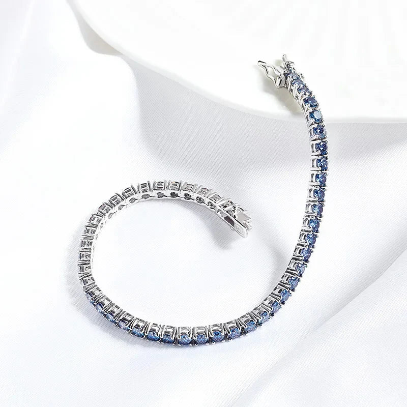 Certified 3/4/5mm Full Moissanite Diamond Tennis Bracelets for Women Man Colorful Gem Sparkling 925 Sterling Silver Chain