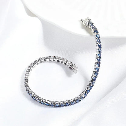 Certified 3/4/5mm Full Moissanite Diamond Tennis Bracelets for Women Man Colorful Gem Sparkling 925 Sterling Silver Chain