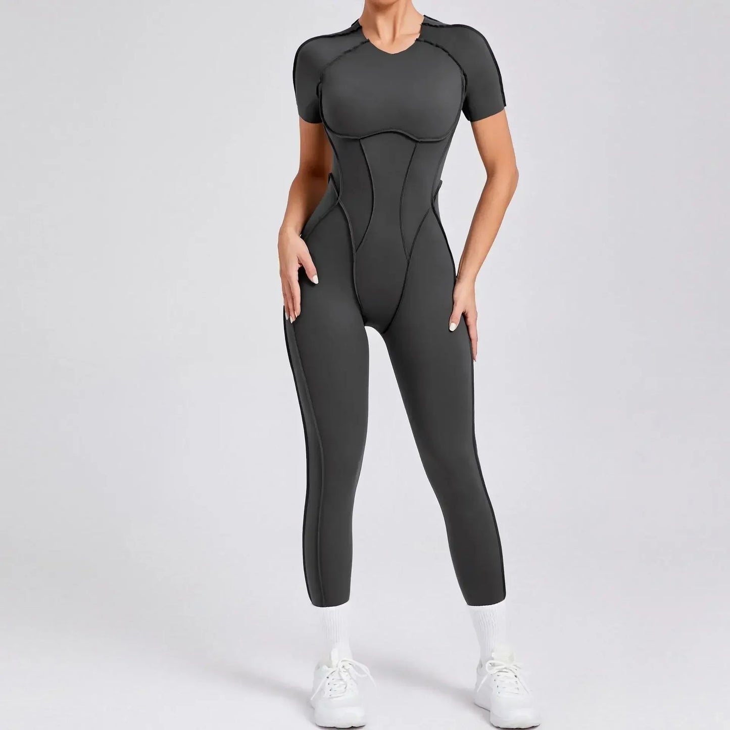Women's High Elasticity Sports Bodysuit Kit Yoga Fitness Jumpsuit Open Back Hip-Lift Outdoors Gym Workout Sexy Fitness Outfit