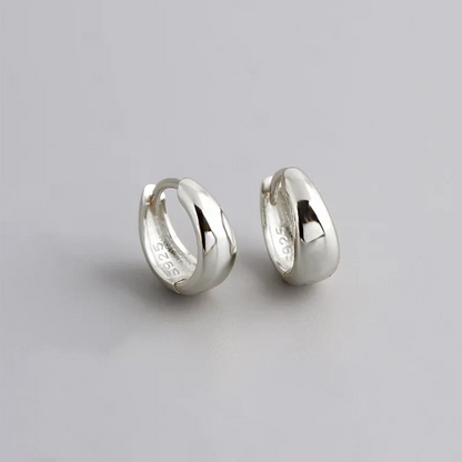 925 Sterling Silver Fine Matte Simple Wide Huggies Gothic Hoop Earrings for Women Unisex Piercing Rock Jewelry Ear Buckle