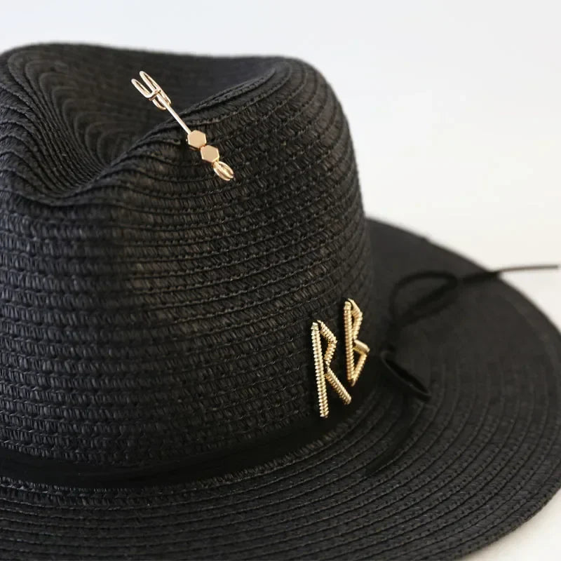 Big Size  Summer Sun Hats Ladies Fashion Girl Beach Straw  Hat Luxury Grass Jazz Top Panama Hat Womens 60cm Large Head
