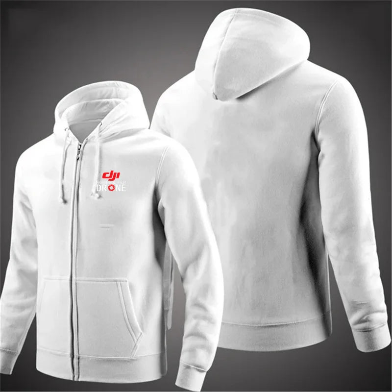 Professional Pilot Drone Autumn Hooded Sweatshirts Men's Hoodie Cardigan Solid Color Classic Jacket Clothing Tops