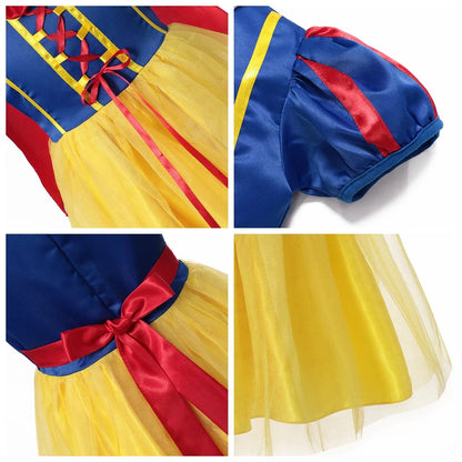 2026 Purim Snow White Dress Costume for Girls Childrens Carnival Christmas Party Princess Kids Birthday Clothes With Cloak Wig