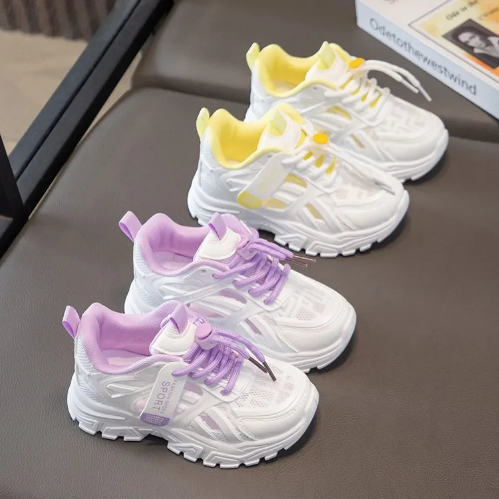 Girls Sports Shoes 2026 Spring and Summer New Children's Casual Mesh Breathable Thick-soled Designer Tennis Sports Shoes