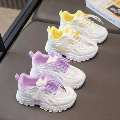 Girls Sports Shoes 2026 Spring and Summer New Children's Casual Mesh Breathable Thick-soled Designer Tennis Sports Shoes