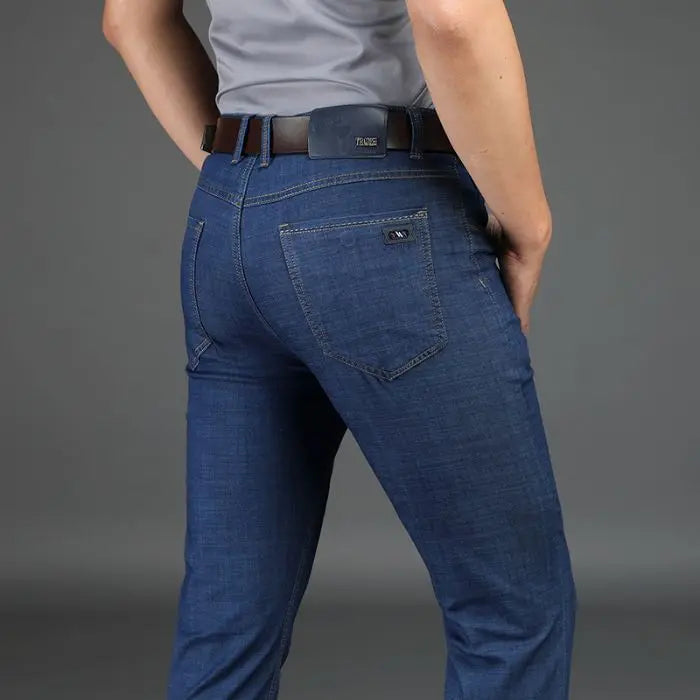 Men's Classic Straight Men's Jeans Fitted Comfortable Elastic Business Casual Denim Pants Korean Fashion  Autumn Casual Trousers